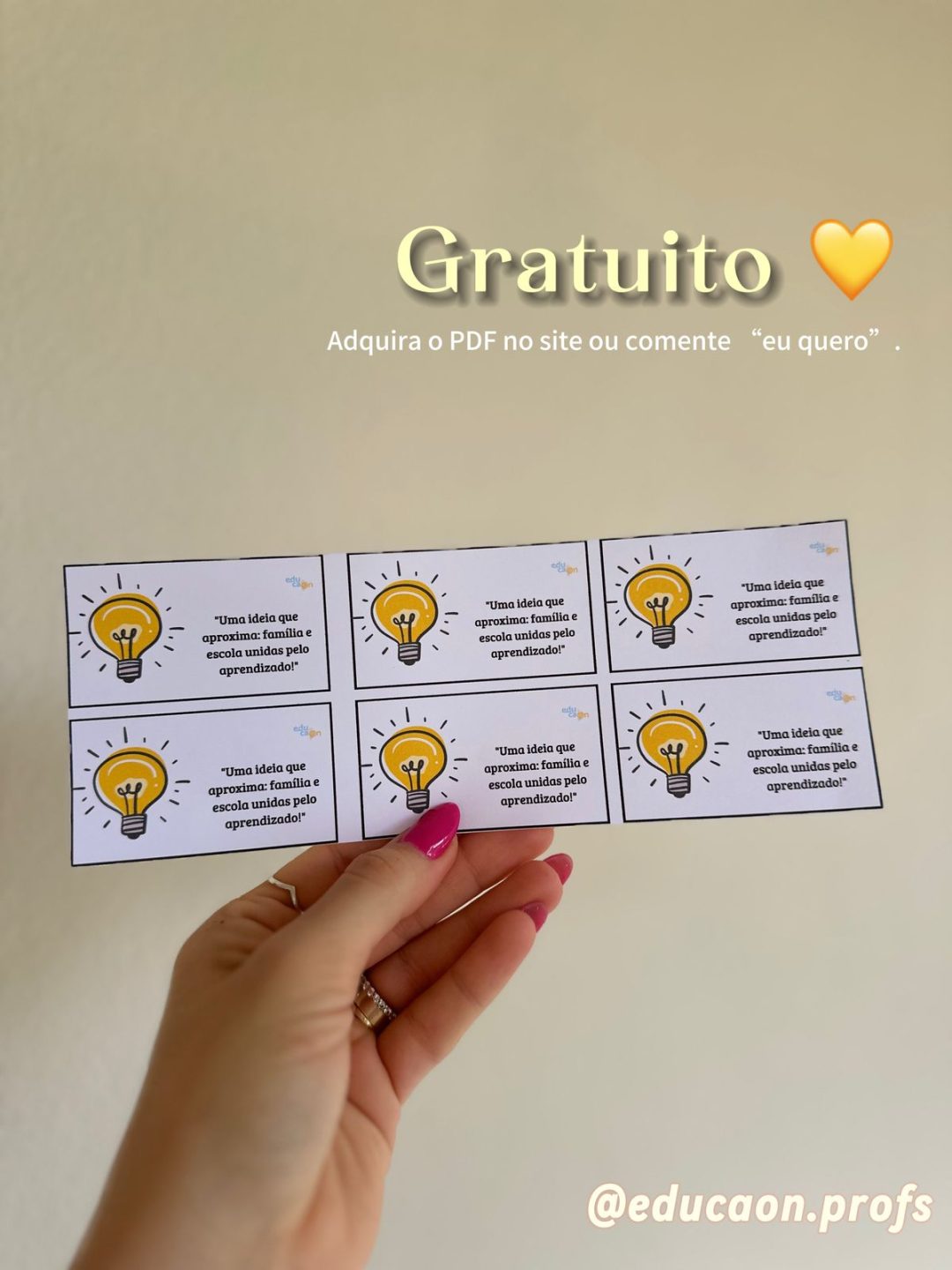 Recado lâmpada reunião de pais – GRATUITO – Educaon – Professoras criativas